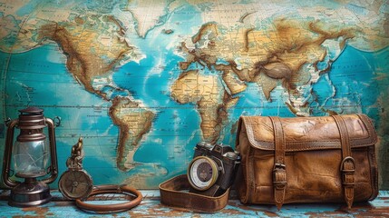 Travel and Tourism: A photo of a world map and a globe