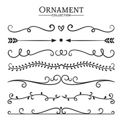 Hand drawn text dividers vintage ornaments collection. Vintage borders and wedding laurels.