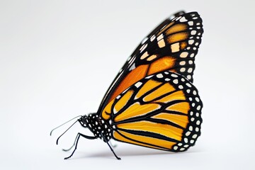 Fototapeta premium Monarch Butterfly on white background, bliss, Awe-inspiring, Extreme Close-up View, 