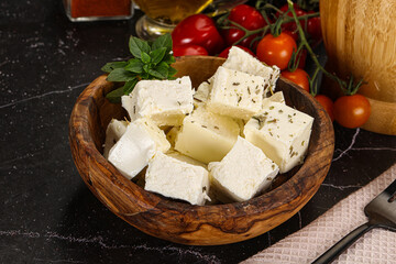 Greek traditional Feta cheese cubes