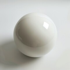 A simple and sleek white sphere with a subtle reflection on a soft white surface, embodying minimalist design.