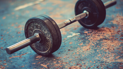 weightlifting dumbbell in the gym - focus on the weight - Powered by Adobe