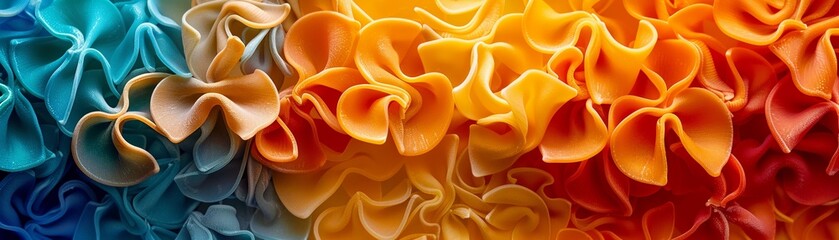 Cavatappi and Farfalle in a pasta art installation, creativity and cuisine, gallery setting ,