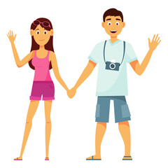 young couple on vacation vector illustration