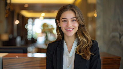 Beautiful hotel concierge girl