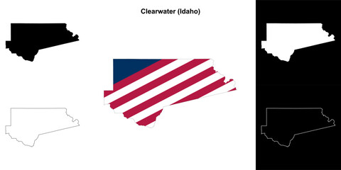 Clearwater County (Idaho) outline map set - obrazy, fototapety, plakaty
