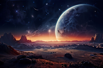 the moon over the mountains generative ai