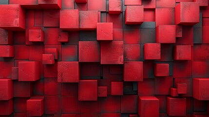 3D square modern illustration. Red variant.