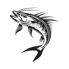 Fish Black And White Vector Art, Icons, and Graphics isolated on white