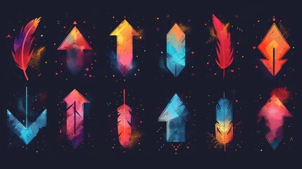 A set of arrow rotations with 3D signs, rotations horizontally and vertically, modern infographic illustration - obrazy, fototapety, plakaty