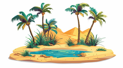 Fototapeta na wymiar A desert oasis with mechanical palm trees