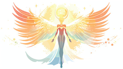Celestial being with wings of pure light and radiant