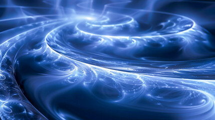 Abstract Blue Swirls with Light Effects on Dark Background