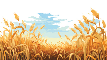 A field of cornstalks swaying in the breeze with ears - obrazy, fototapety, plakaty
