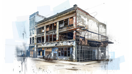 Fototapeta na wymiar Artistic Transformation of a Dilapidated Urban Building