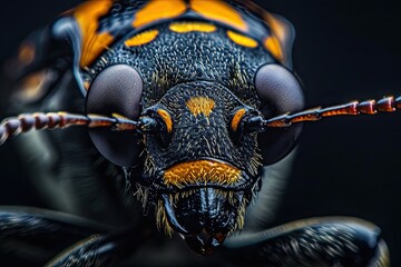 Mystic portrait of Butterfly Beetle in studio, copy space on right side, Headshot, Close-up View, 