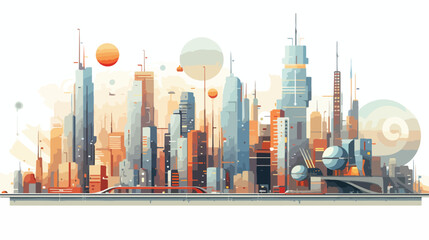 A futuristic cityscape with buildings that generate 