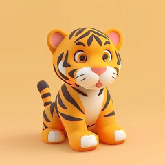 3d rendering of cute tiger, 3D design of tiger in Year of the Tiger