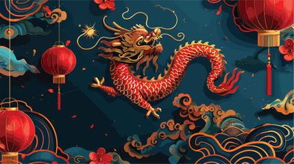 Chinese New Year 2024 card background vector.