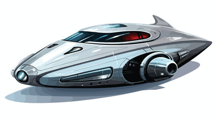 A futuristic spaceship with a sleek metallic exterior