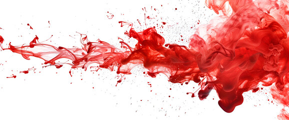 Abstract pattern falling into the water drop of red ink ,Abstract red blotch blurred on white background ,Abstract background of red paint mixing in water