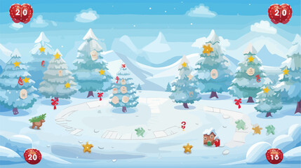 Christmas game rad map board with winter snow