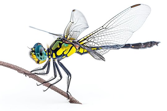 Mystic portrait of Clubtail Dragonfly, beside view, full body shot, Close-up View, 