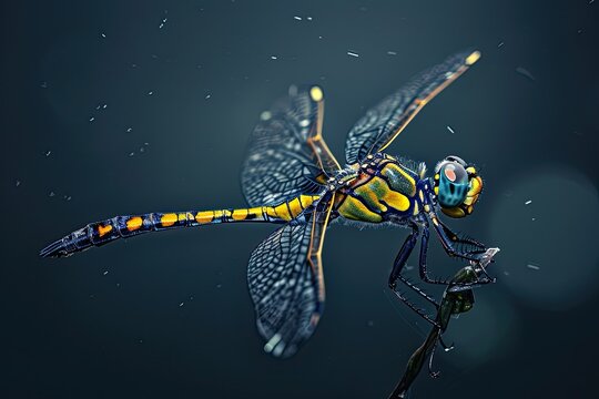 Mystic portrait of Clubtail Dragonfly beside view, full body shot, Close-up View, 
