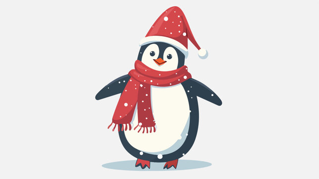 Christmas penguin animal decoration funny Flat vector
