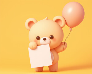 3d, character, teddy bear, balloon, baby, teddy bear, cute,