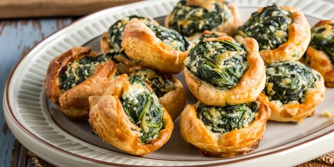 Hot Spinach Puffs on a baking tray