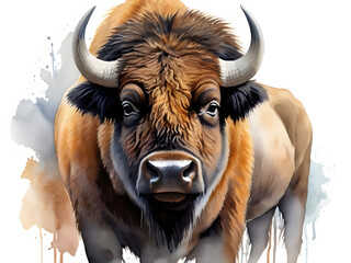 only face American Bison with a white background logo vintage colors


