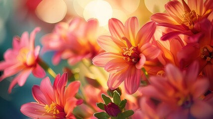 Pink gerbera flowers on bokeh background