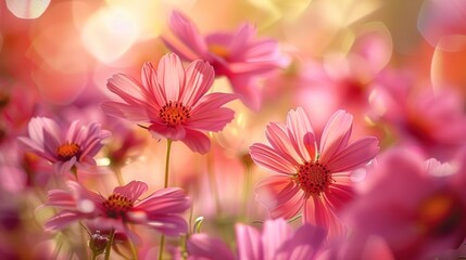 Pink gerbera flowers on bokeh background