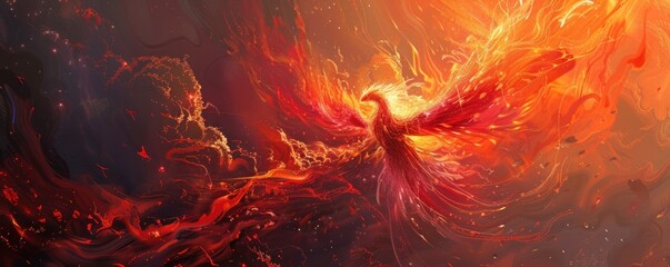 A phoenix rising from the ashes - obrazy, fototapety, plakaty