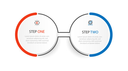 2 step or plan infographic template vector with circle line style 