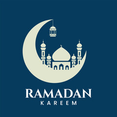 Ramadan kareem crescent moon and mosque