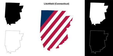 Litchfield County (Connecticut) outline map set
