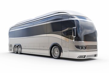 A sleek modern coach bus isolated on a white background, showcasing design and innovation in public transportation.