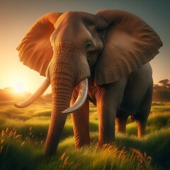Fototapeta na wymiar elephant at sunset