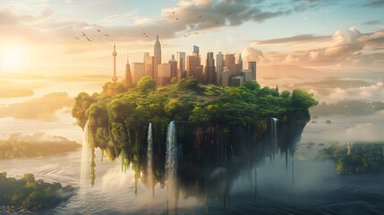 Naklejka premium Embark on a Journey Through the Mythical Wonders of Renewable Energy