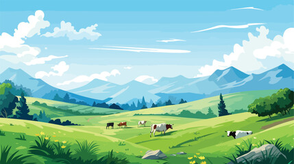 Obraz premium A peaceful countryside scene with rolling hills