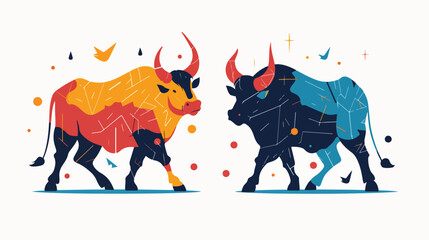 Stock exchange market bulls metaphor. Growing rising  - obrazy, fototapety, plakaty