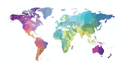 Color world map vector Flat vector isolated on white