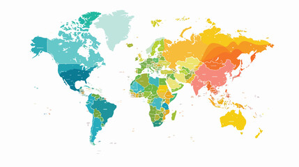 Fototapeta premium Color world map vector Flat vector isolated on white