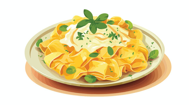 A plate of fresh pasta with a creamy sauce and shaved