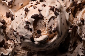 Delicious ice cream with chocolate chips