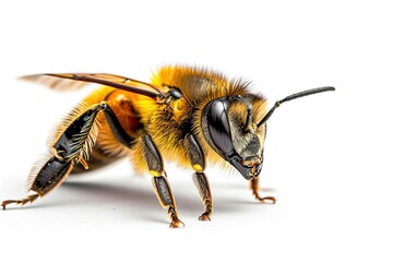 Mystic portrait of Drone Bee on flower essence, beside view, full body shot, Close-up View, 