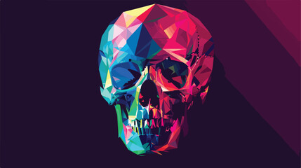 Colorful vector polygonal skull in tribe style isolated - obrazy, fototapety, plakaty