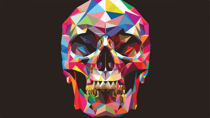 Colorful vector polygonal skull in tribe style isolated